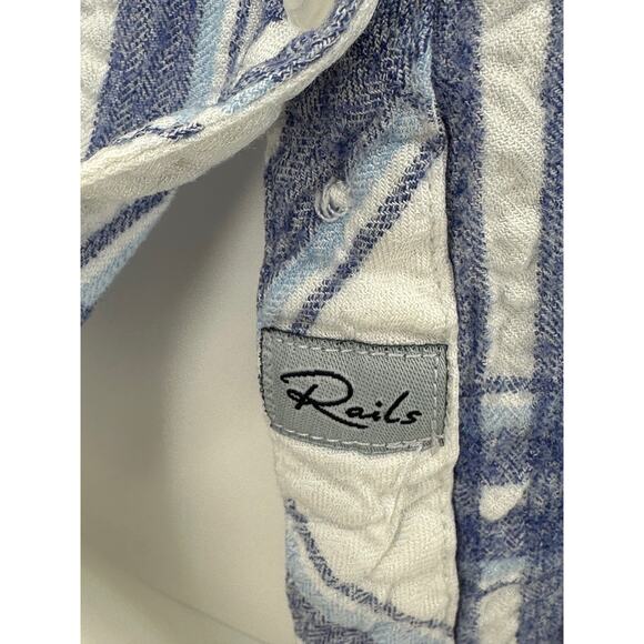 Rails‎ Top Womens XS Blue White Plaid Button Up Long Sleeves Country Cowgirl - Picture 5 of 11